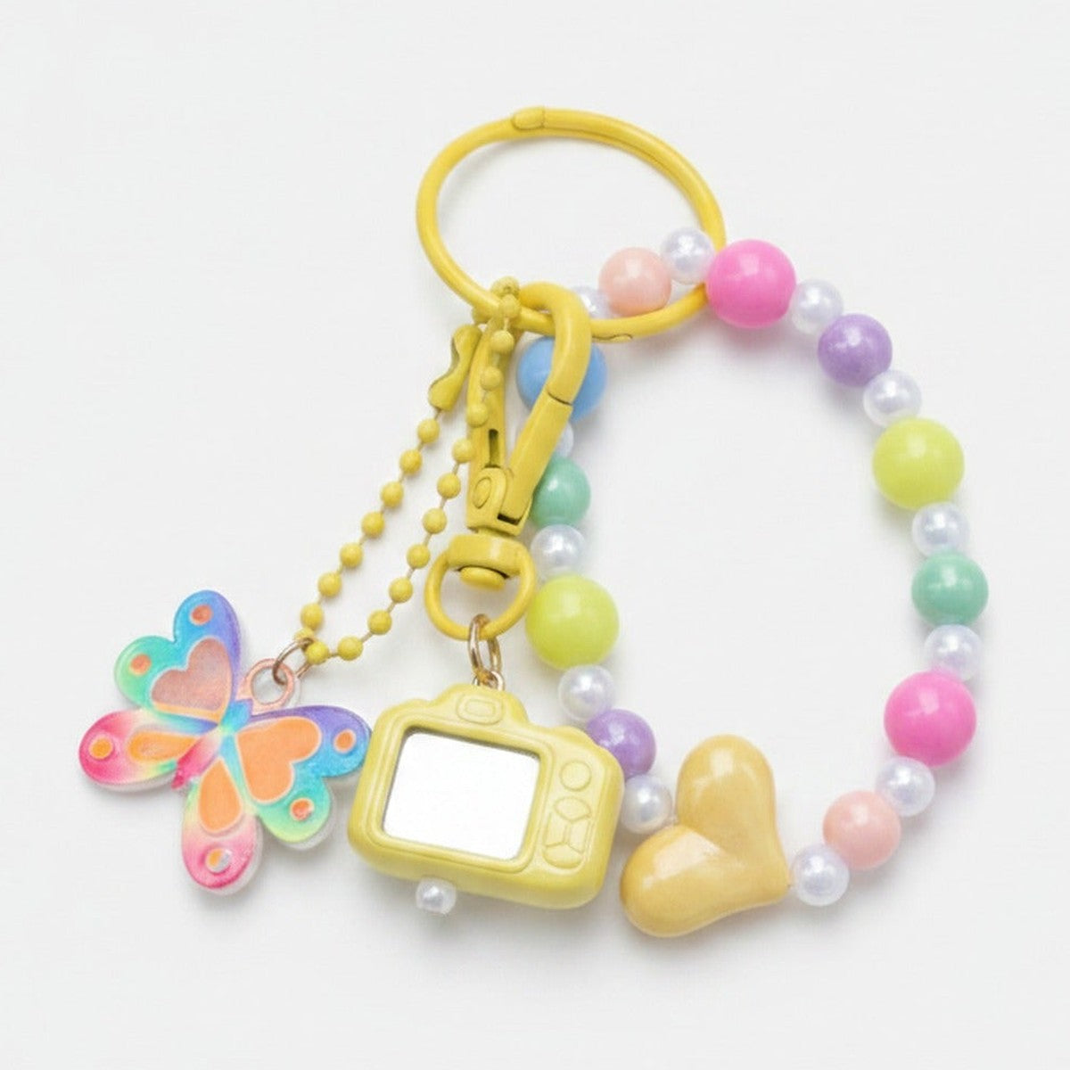 Beaded Bow Heart Charm Keyring - YSK11 – novelty & toys (view 1)