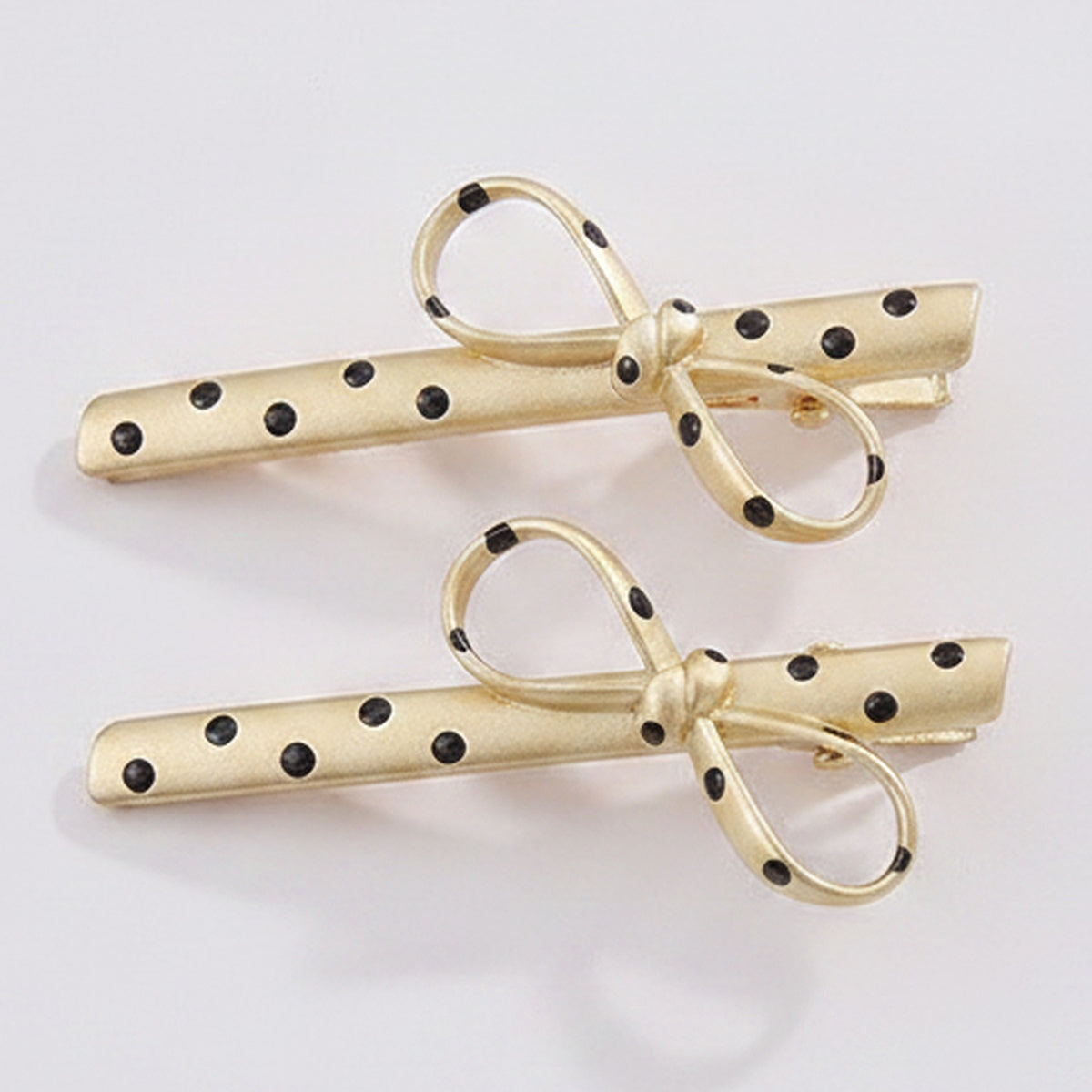 Gold Polka Dot Hair Clips With Bow – hair accessories (view 1)