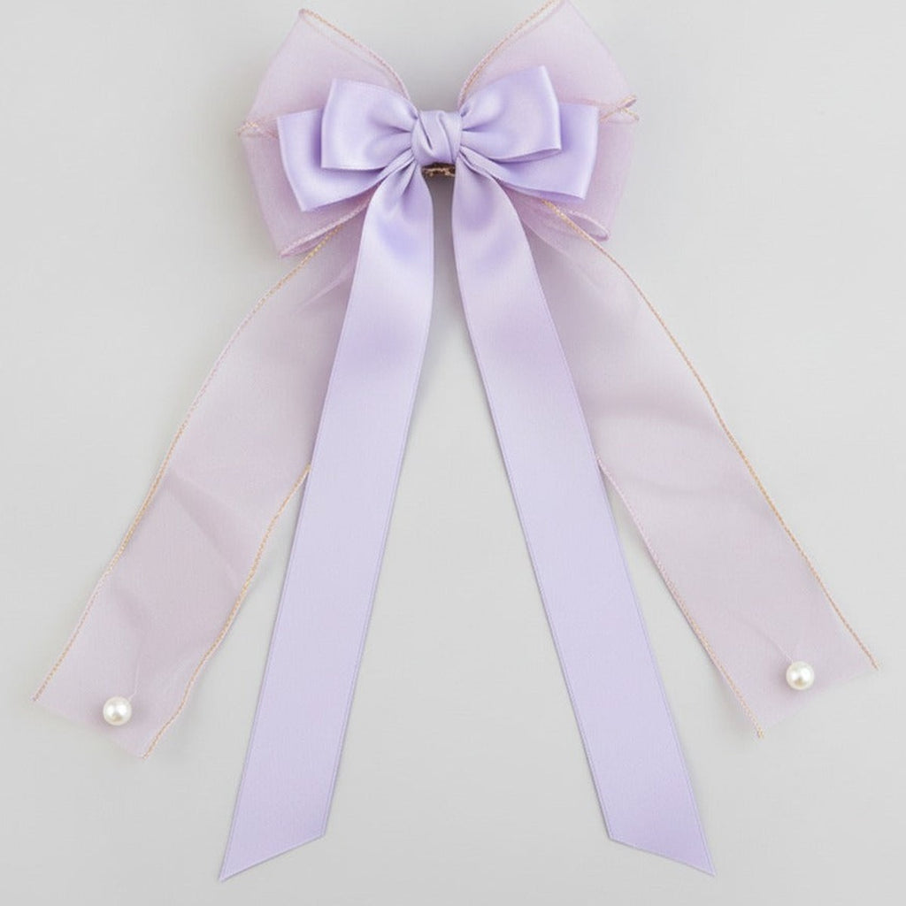 Sheer Bow Hair Claw - Purple