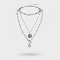 Silver Layered Chain Necklace With Coin Pendant – jewelry (view 1)