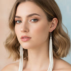 Fringe Tassel Dangle Earrings - White