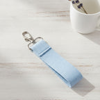 Textured Keychain Pouch Kit - Silver Hook Light Blue