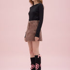 Heart Outline Slouchy Crew Socks - Black & Pink