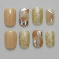 Marble & Glitter Nail Set - Cream Marble