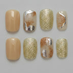 Marble & Glitter Nail Set - Cream Marble