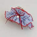Red Gingham Ruffle Hair Claw With Pearl – hair accessories (view 1)