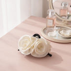 Rose Silk Claw Hair Clip - White