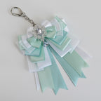 Layered Ribbon Bow Bag Charm - Mint Green