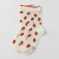 Cream Strawberry Ruffle Crew Socks – apparel accessories (view 1)