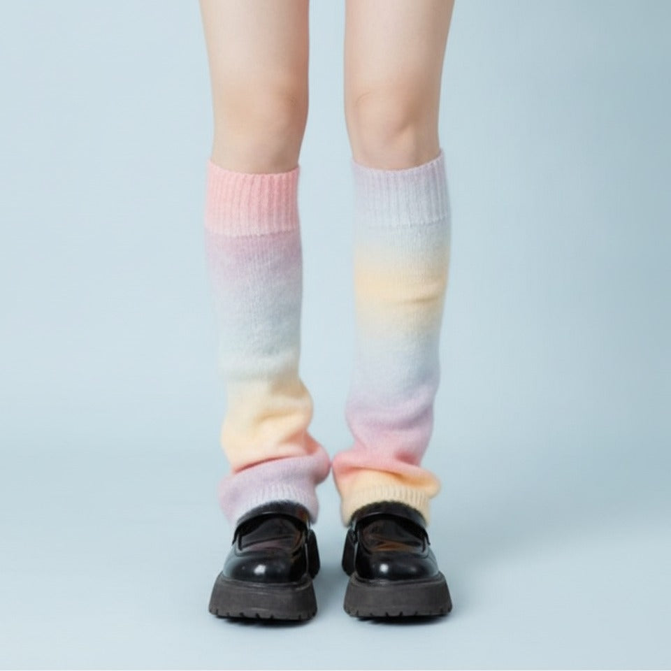 Pastel Gradient Slouch Socks - Pink Gradient