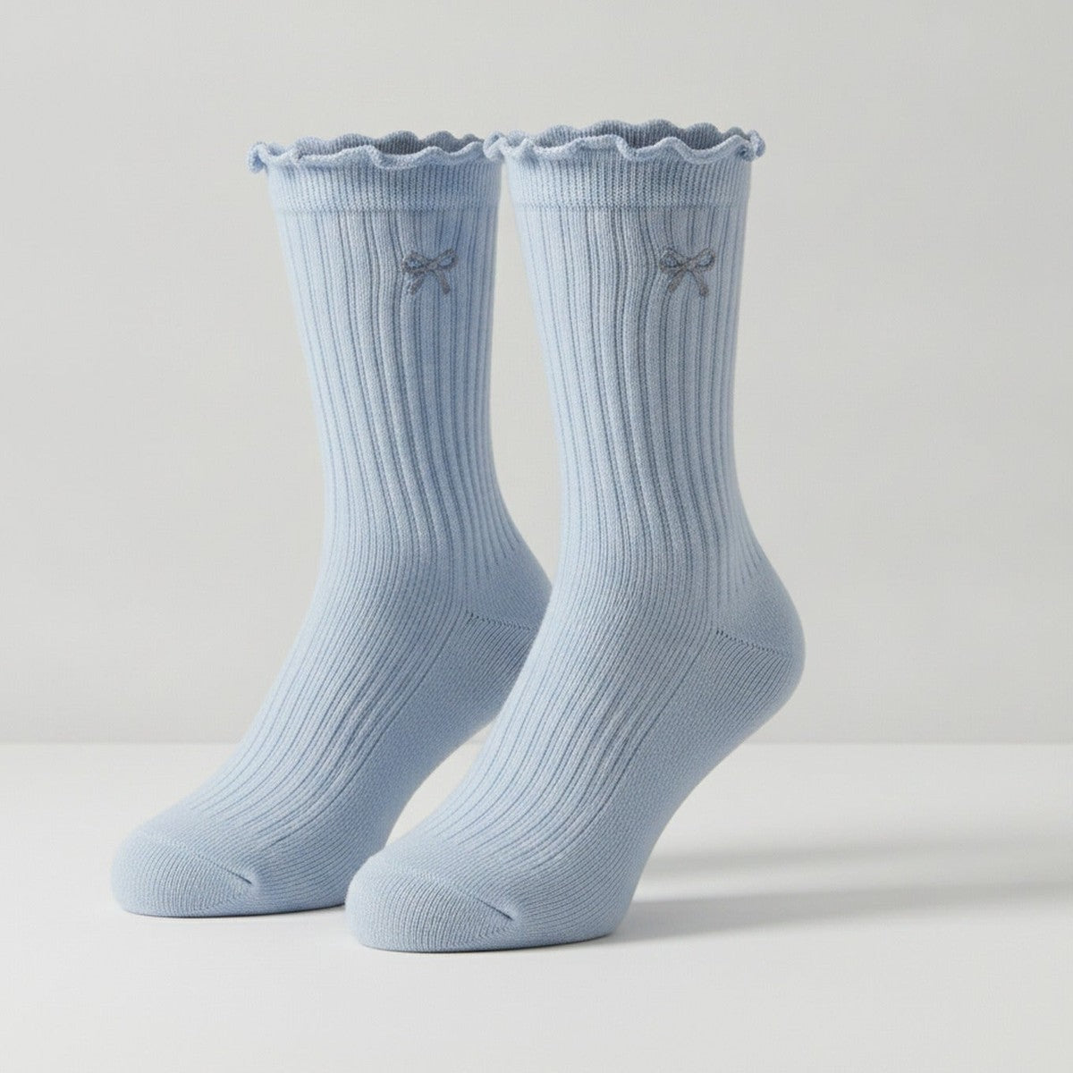 Blue Bow Ribbed Crew Socks – apparel accessories (view 1)
