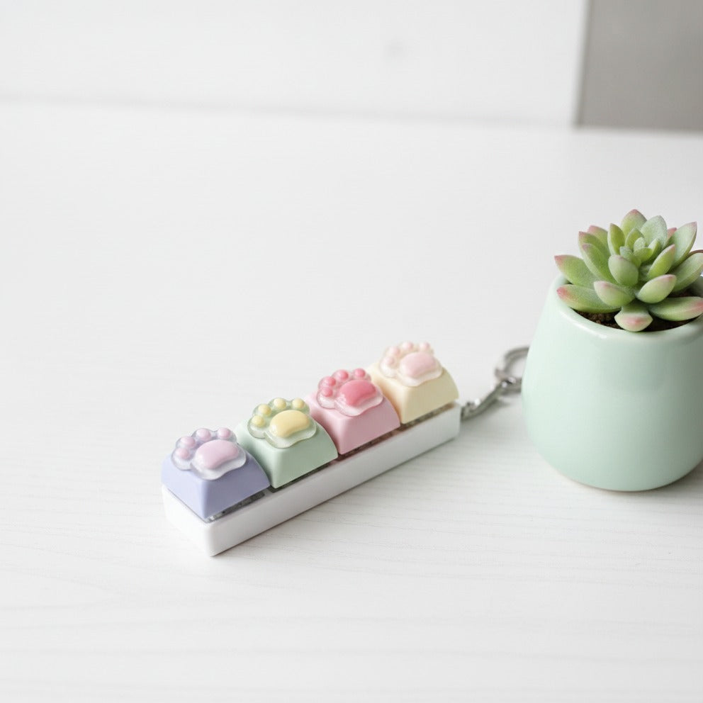 Mini Paw Pad Keychain - White Macaron Mix