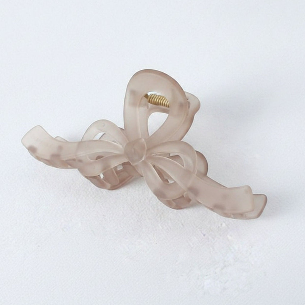 Translucent Bow Hair Claw Clip - TCB-1205 Matte Light Mocha – hair accessories (view 1)