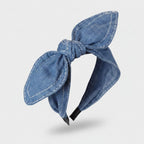 Denim Bunny Ear Knot Headband - Medium Wash Denim – hair accessories (view 1)