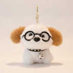 Fluffy Dog Keychain With Glasses And Bell – novelty & toys (view 1)
