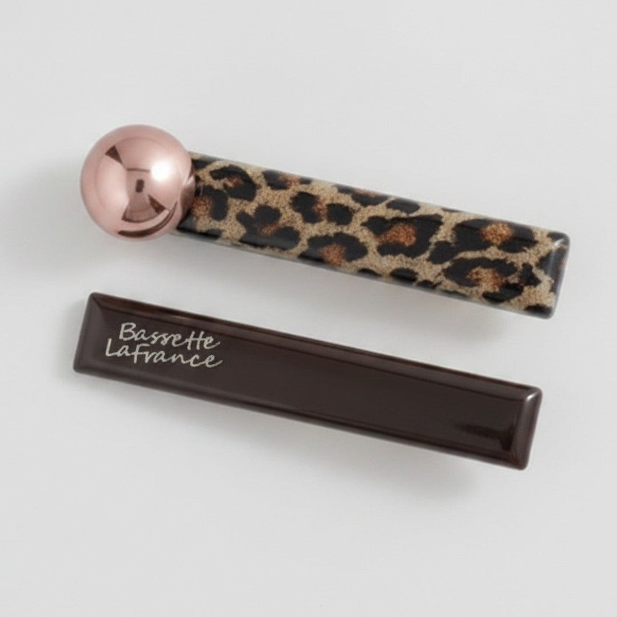 Leopard Print Hair Clip With Rose Gold Ball – hair accessories (view 1)