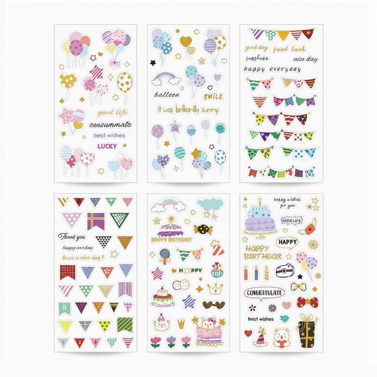 Decorative Sticker Sheets Birthday Party Banner Set – stationery (view 1)