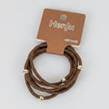 Brown Hair Ties With Gold Beaded Accents – hair accessories (view 1)