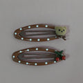 Polka Dot Charm Hair Clips Coffee Brown