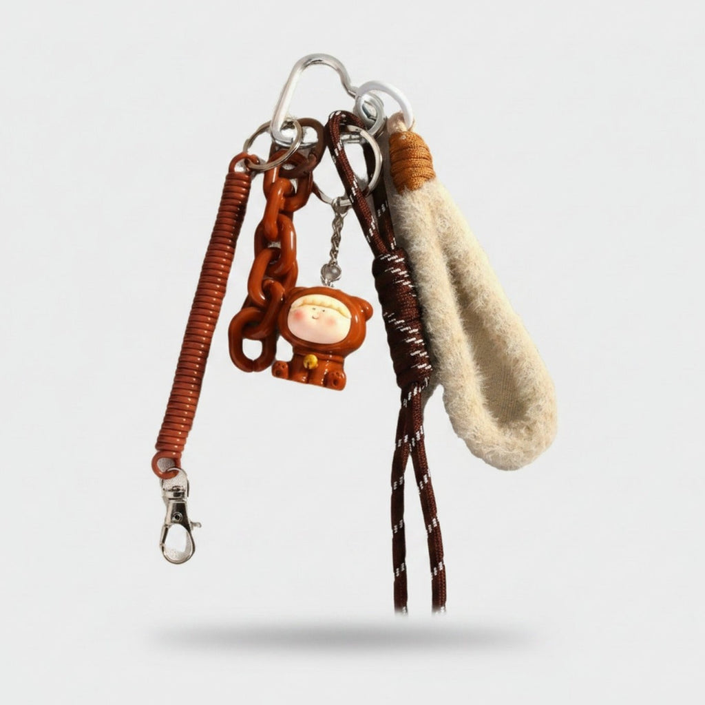 Bear Coil Cord Keychain Fob - Brown – novelty & toys (view 1)