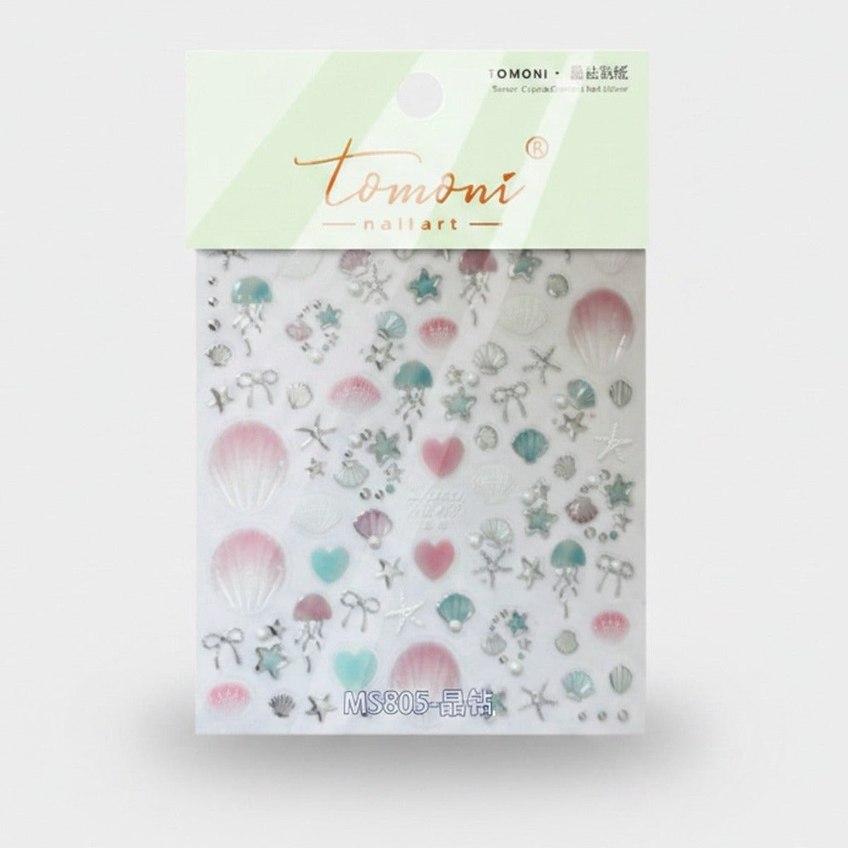 Ocean Theme Nail Art Stickers With Shells And Starfish – Korean nail care (view 1)