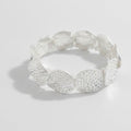 Textured Disc Beaded Stretch Bracelet - Silver Round Bracelet – jewelry (view 1)
