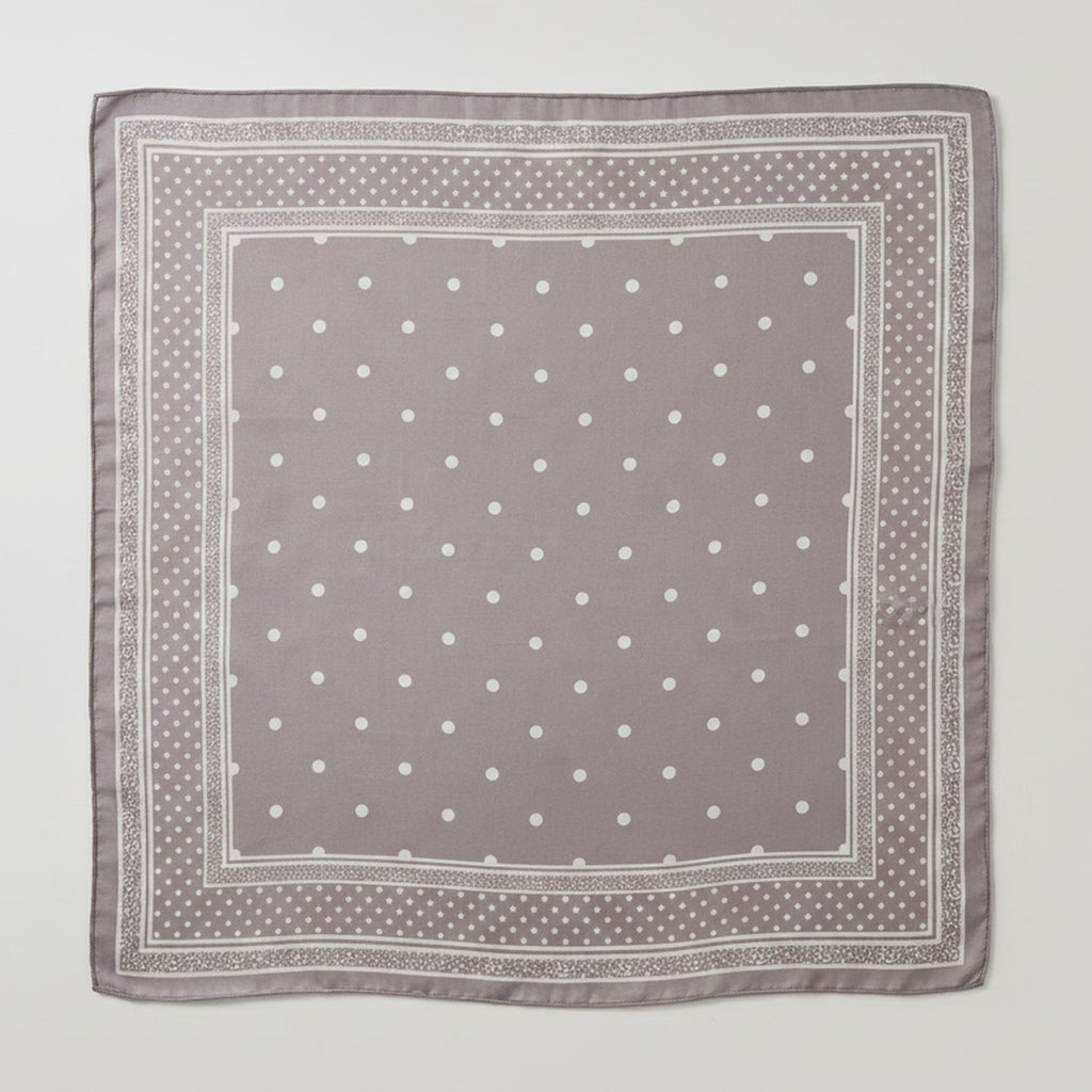 Polka Dot Silk Square Scarf - Taupe