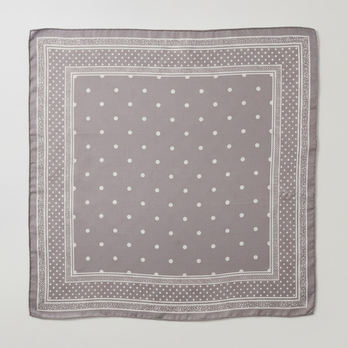 Polka Dot Silk Square Scarf - Taupe