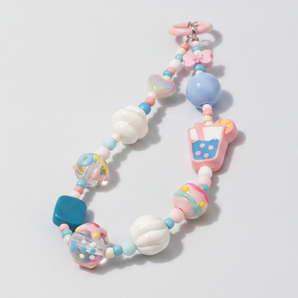 Boba Beaded Charm Keychain - Pink