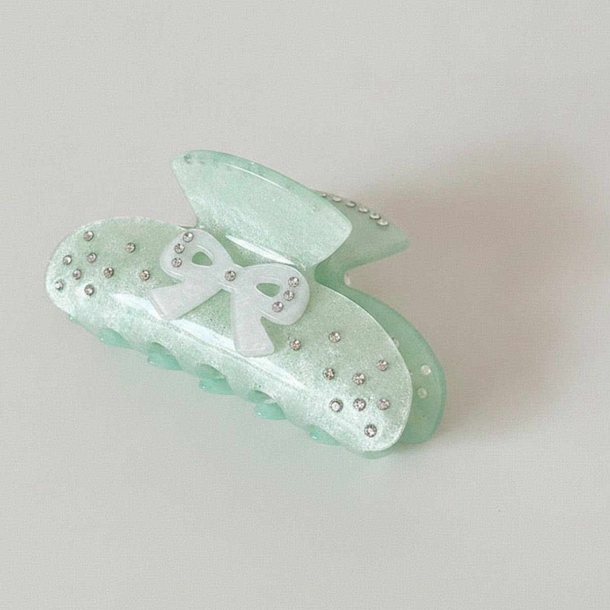 Sage Green Butterfly Hair Claw With Rhinestones – hair accessories (view 1)