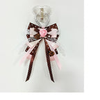 Rosette Ribbon Bow Bag Charm - Pink