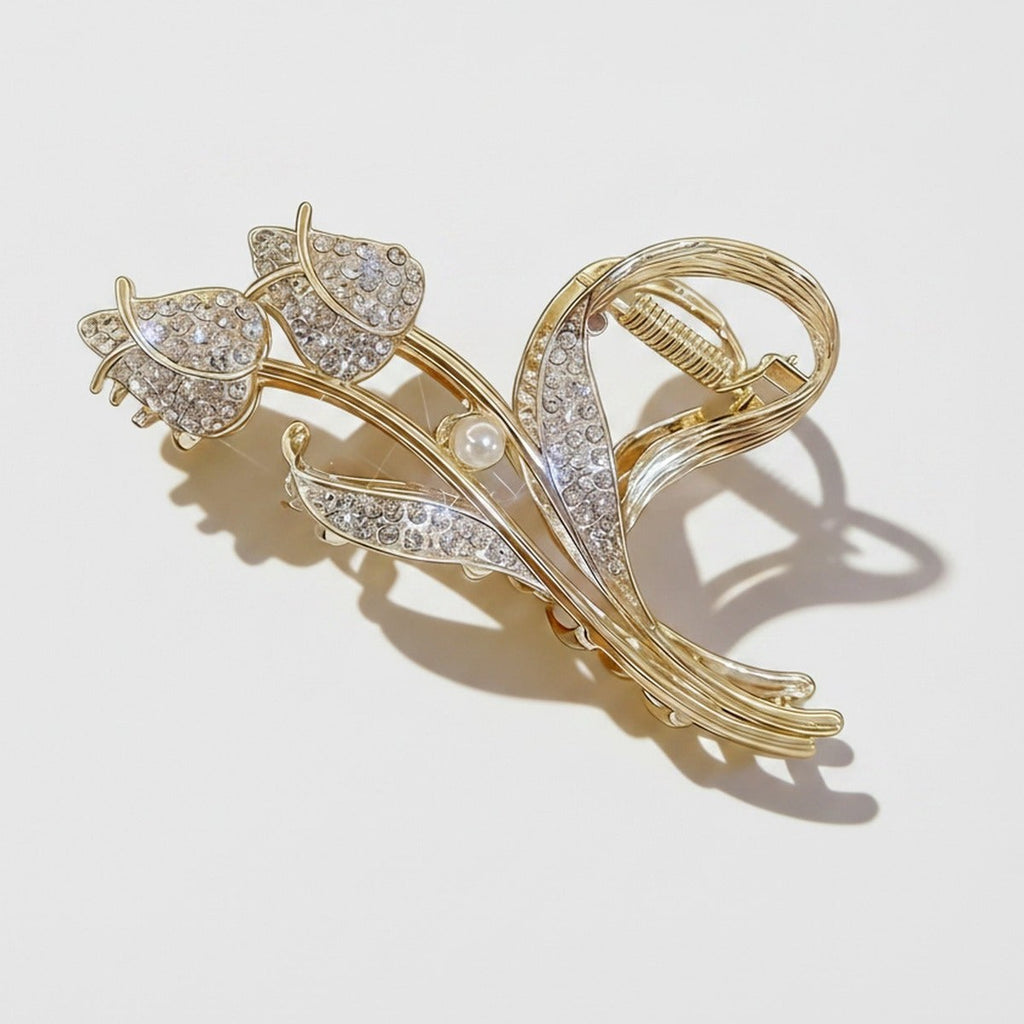 Gold Butterfly Rhinestone Hair Claw Clip – hair accessories (view 1)
