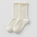White Ruffled Eyelet Crew Socks – apparel accessories (view 1)