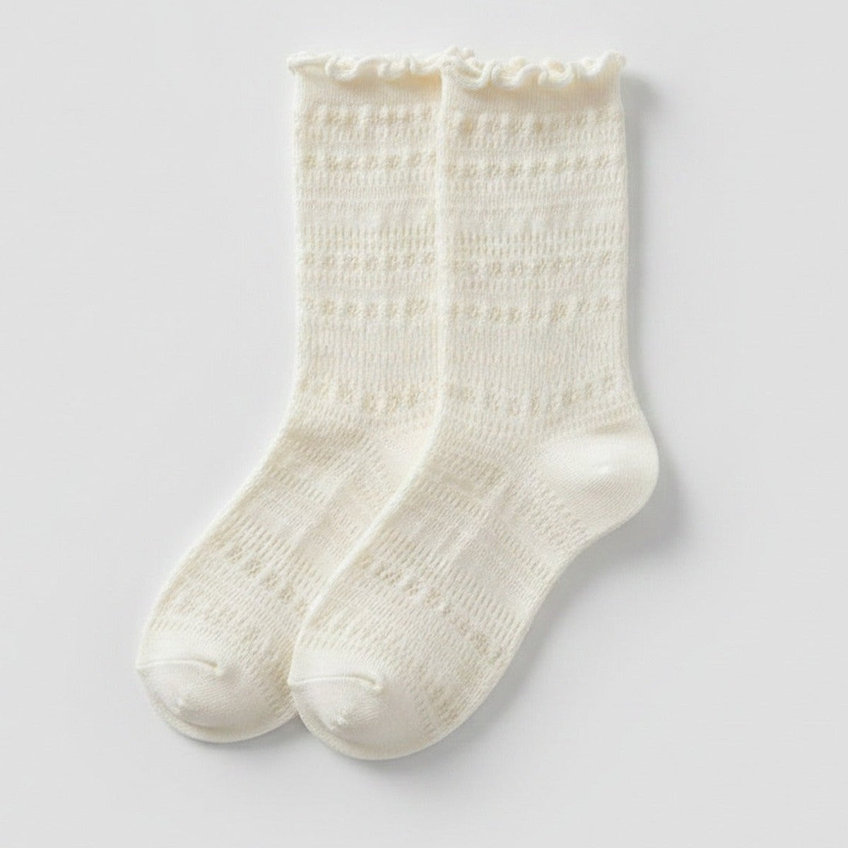 White Ruffled Eyelet Crew Socks – apparel accessories (view 1)