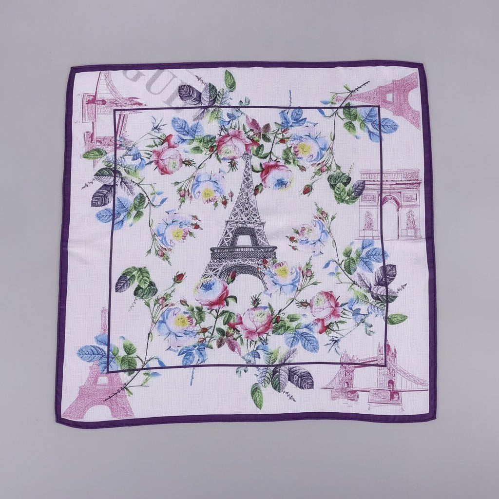 Parisian Floral Square Scarf - Lavender Floral