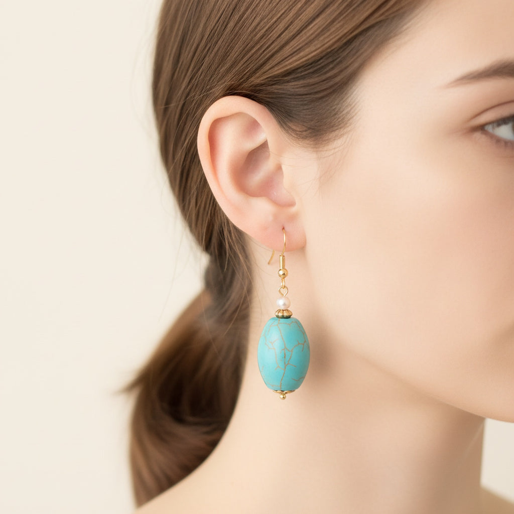 Turquoise Stone Drop Earrings Turquoise