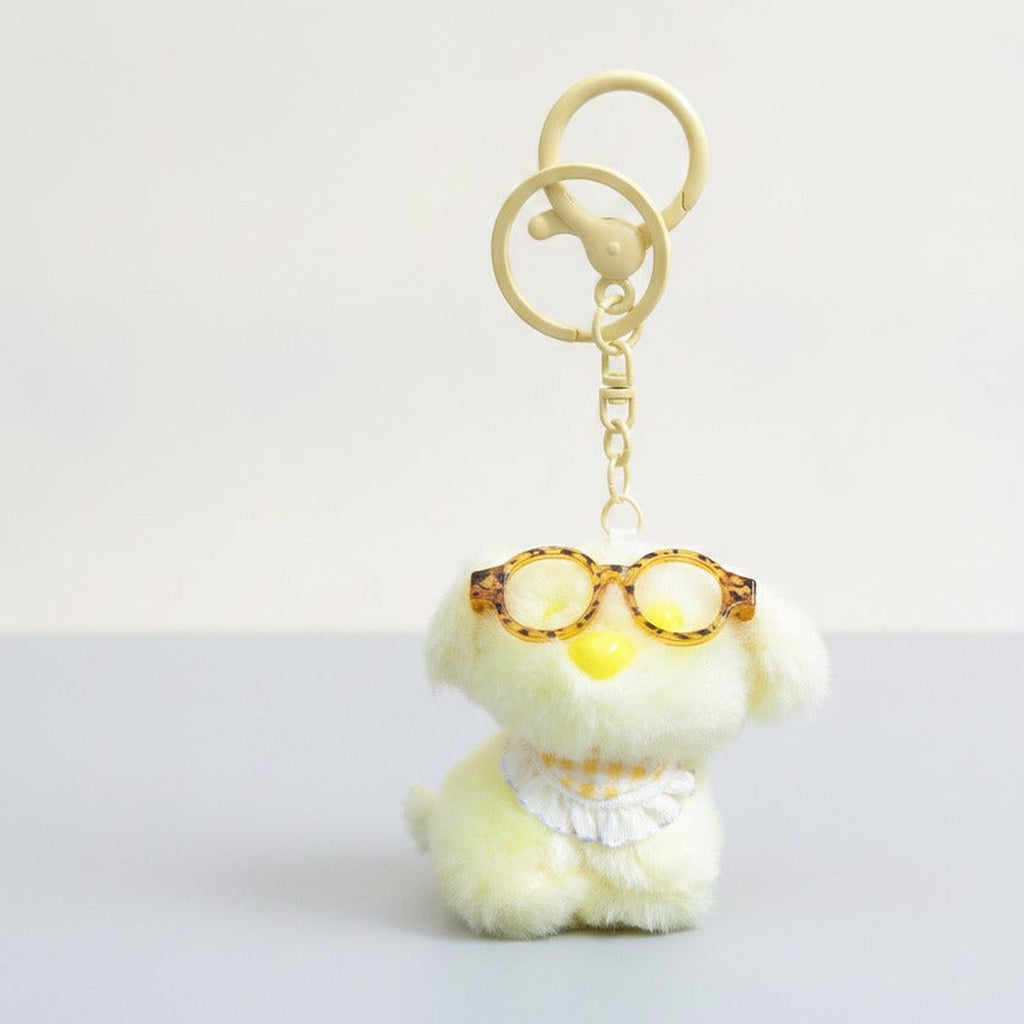 Cute Plush Dog Keychain with Glasses – novelty & toys (view 1)