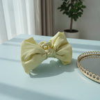 Oversized Bow Hair Claw - Soft Yellow