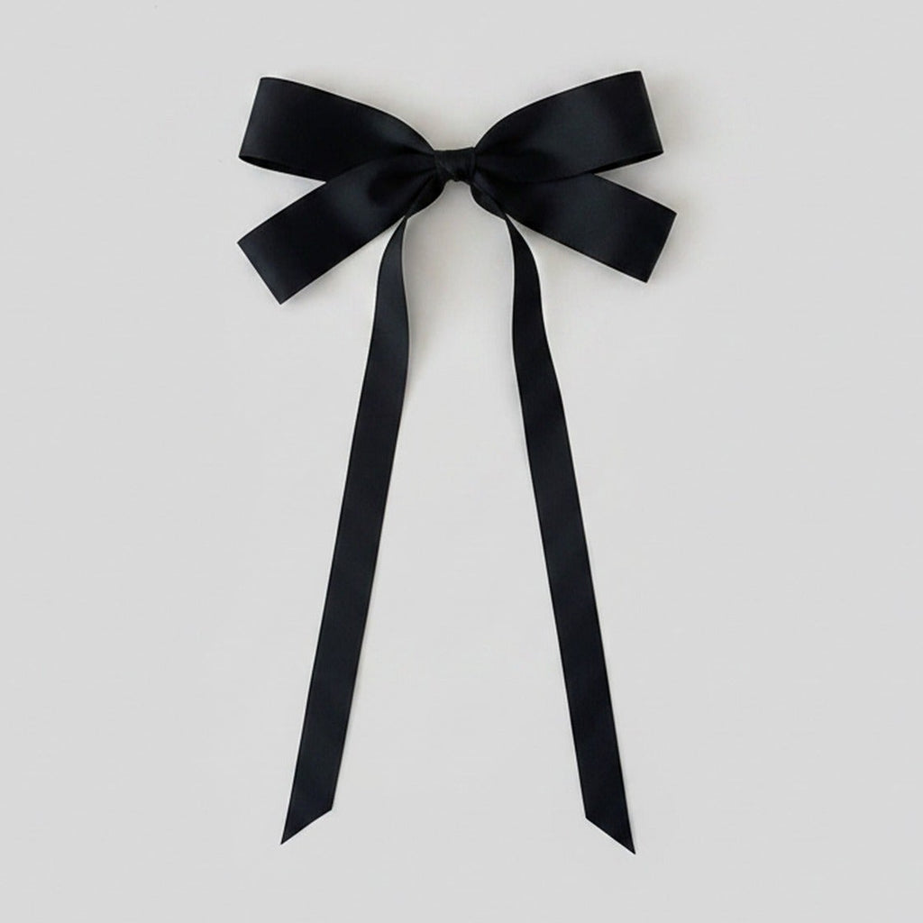Black Satin Ribbon Bow Hair Clip – hair accessories (view 1)