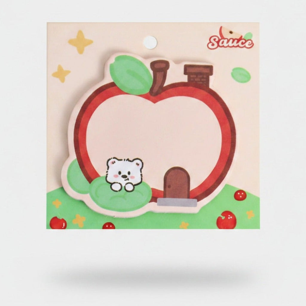 Apple Shaped Memo Pad With Cute Bear Charm – stationery (view 1)