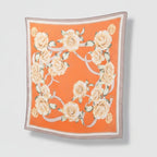 Floral Ribbon Square Scarf - Cream & Blue Alt