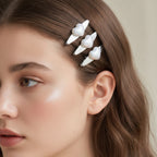 Gemstone Heart Claw Hair Clip Set Pearl Heart