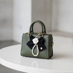 Pearl Bow Charm Keychain - Black Bow