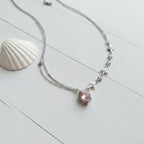Sparkling Heart Star Chain Necklace - Pink Heart