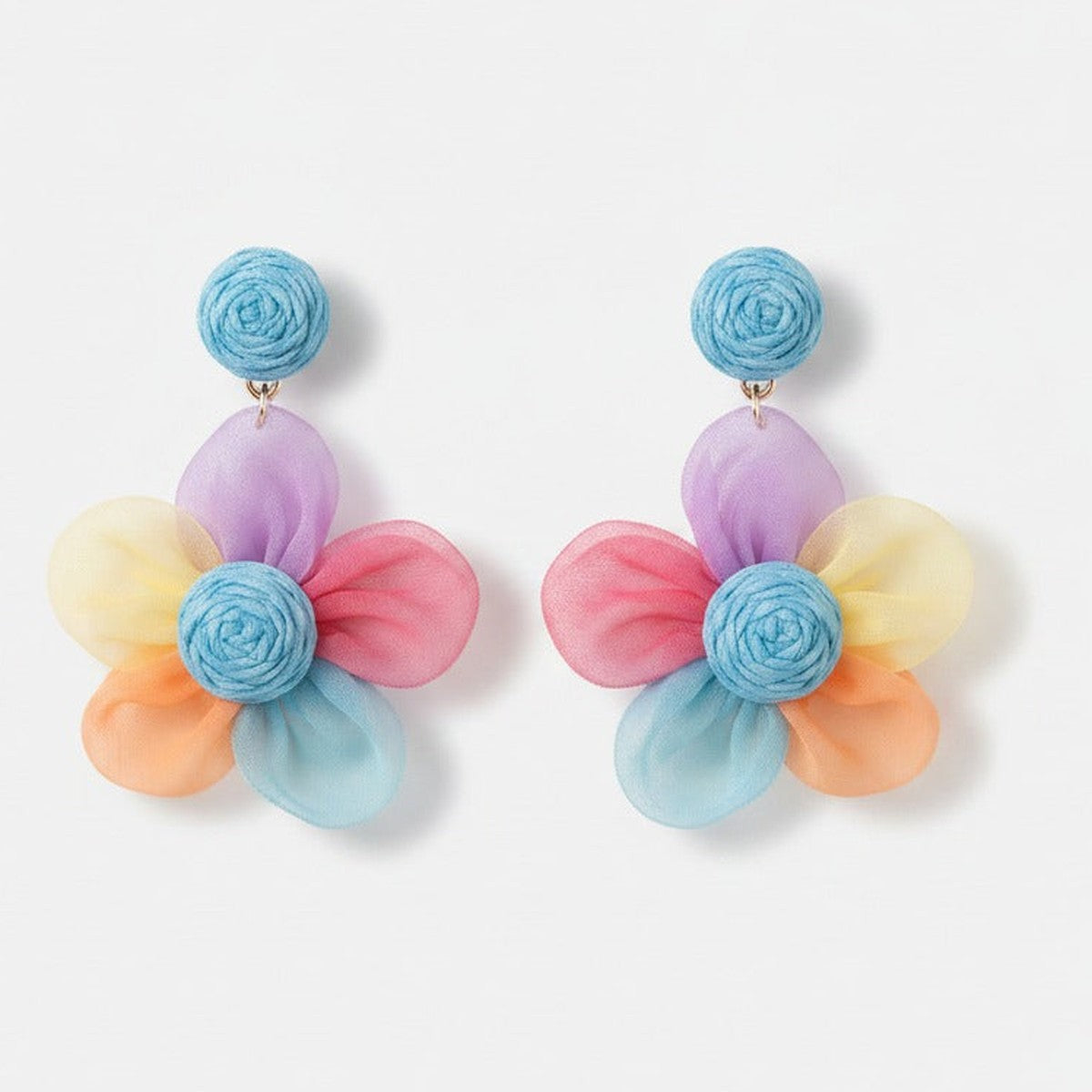 Colorful Petal Dangle Earrings - Rainbow Petals