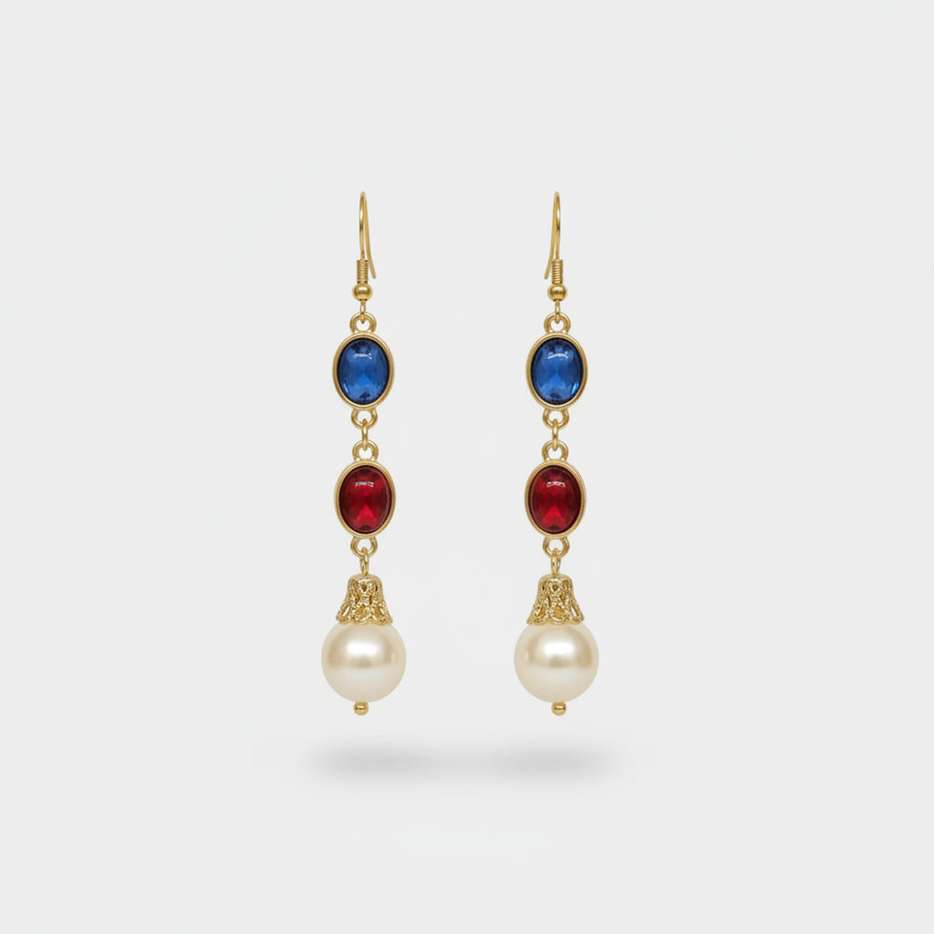 Gold Jewel Drop Earrings Gold