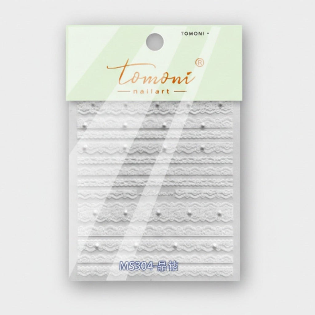 White Lace Nail Art Sticker Strips – Korean nail care (view 1)