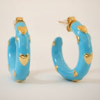 Chic Enamel Hoop Earrings with Heart Accents – jewelry (view 1)