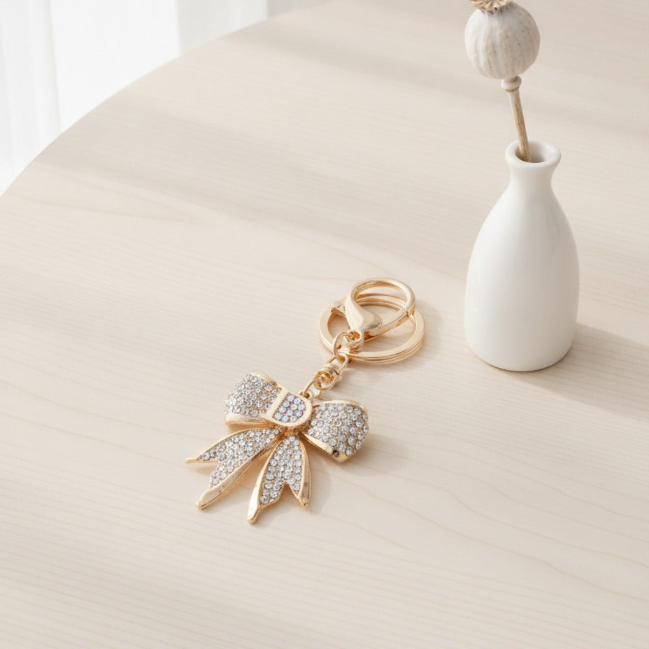 Sparkle Bow Keychain Charm - Gold