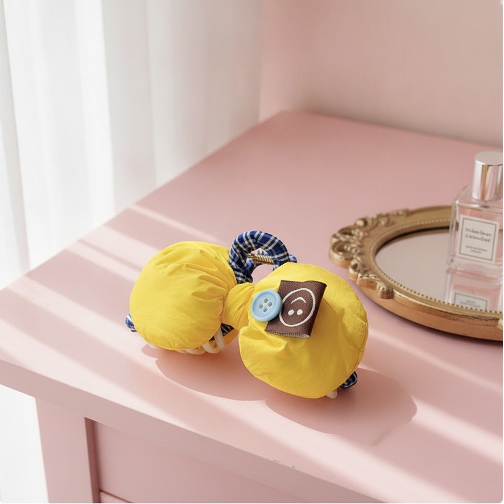 Puffy Bow Hair Claw - Golden Yellow
